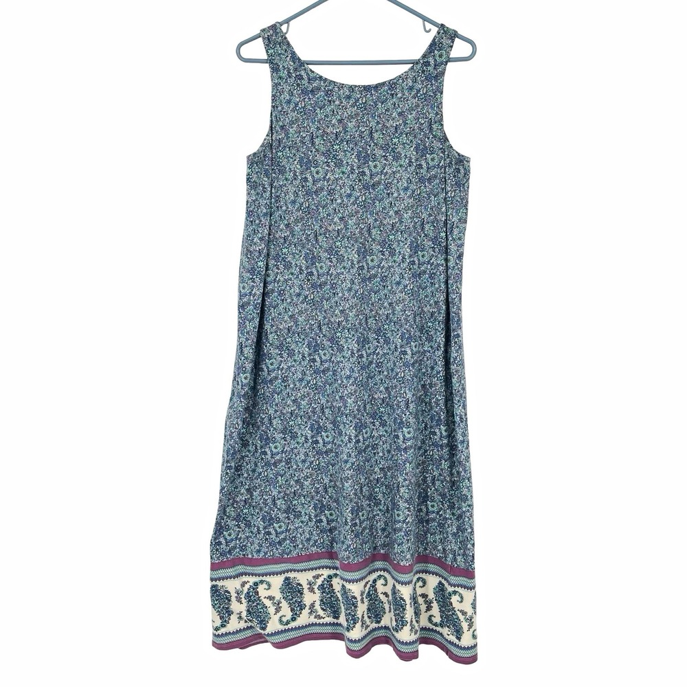 J Jill Sleep Women's M Long Nightgown Floral Paisley Shelf Bra Cotton Modal Maxi